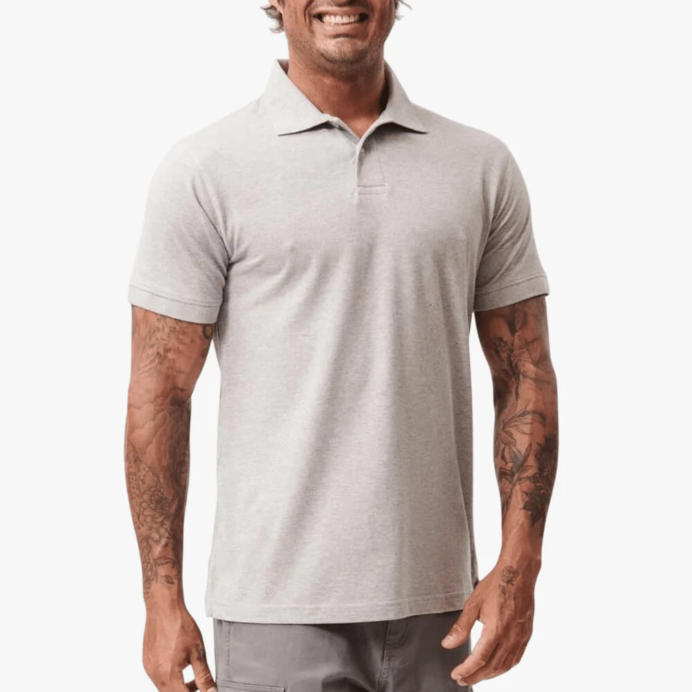 Fox Mens Steadfast Short Sleeve Golfer Light Grey Heather