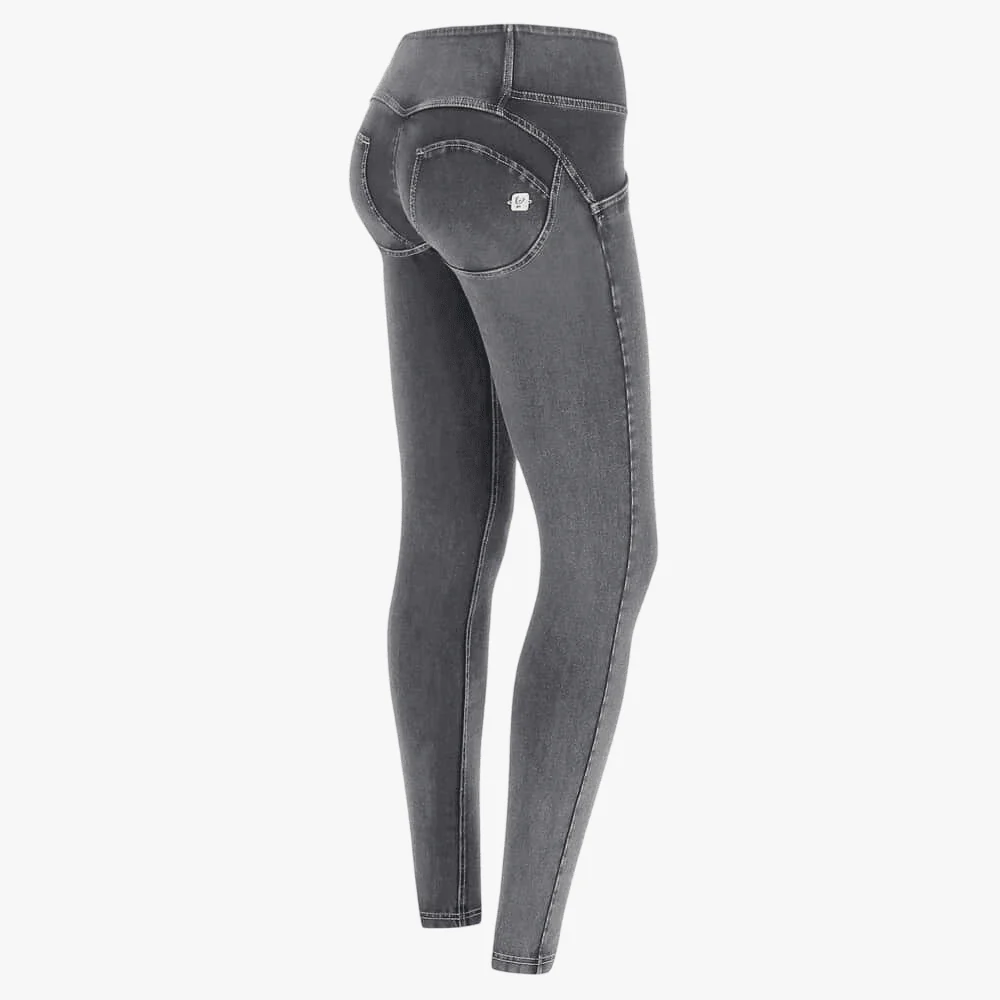 Freddy Ladies Mid Waist Skinny Fit Grey Stretch Denim Yellow Stitch