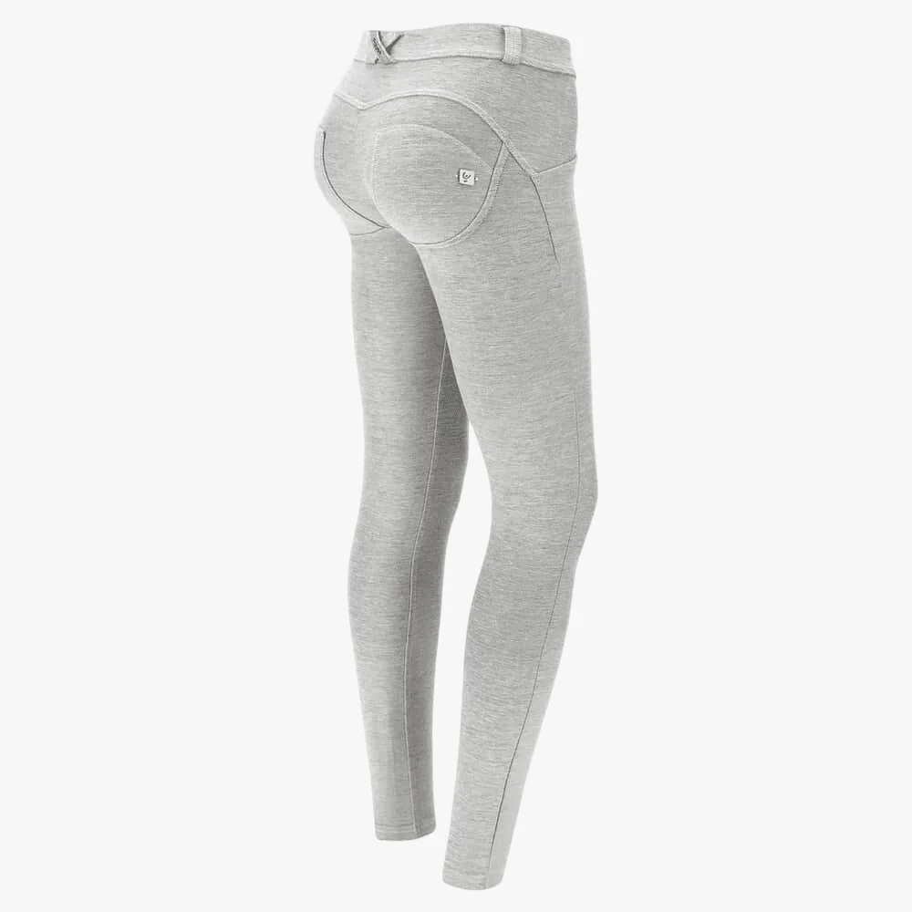 Freddy Womens Regular Waist Wrup Shaping Cotton Pants Light Grey