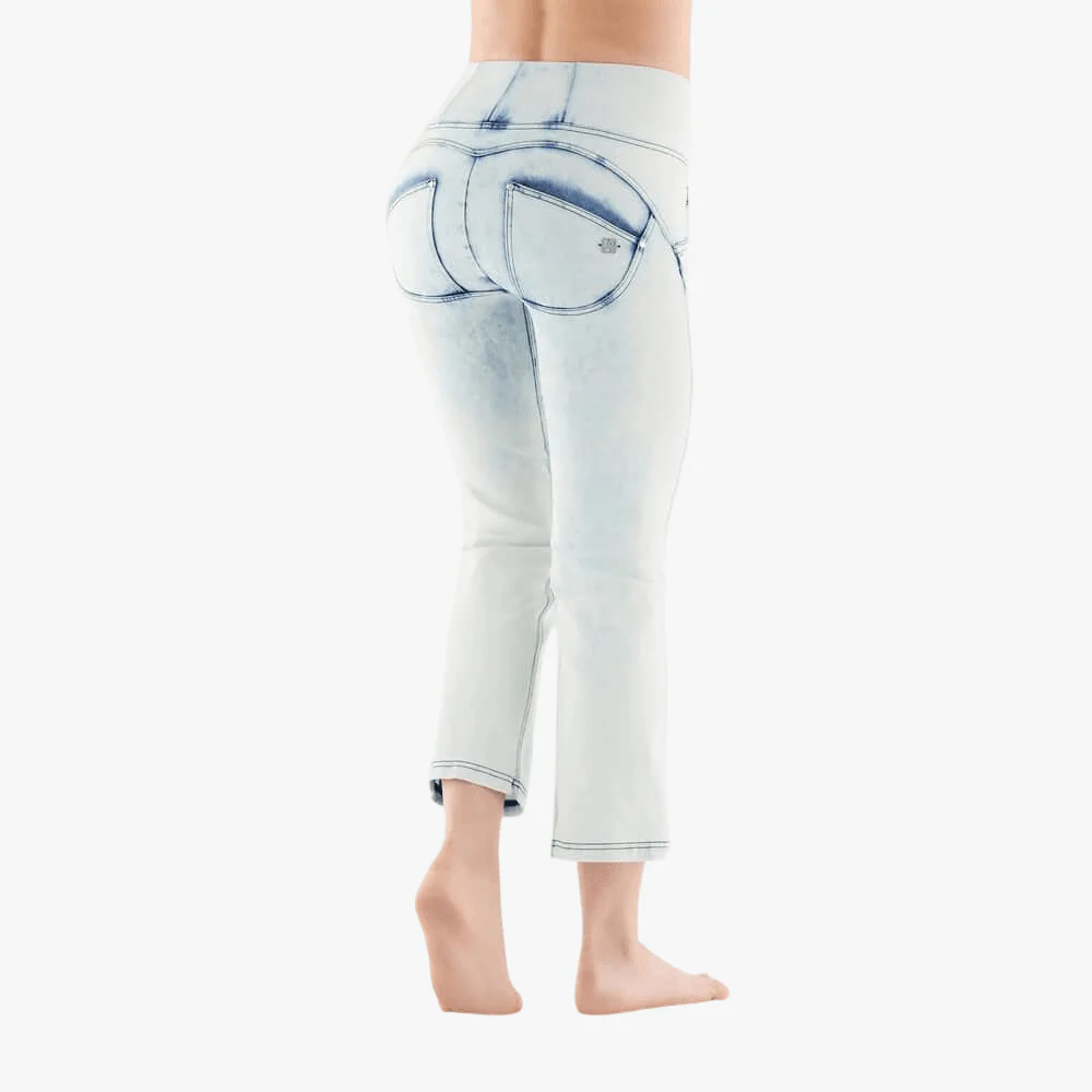 Freddy Womens Wr.Up® Bleached Push Jean High Waist Cropped Bottom Shuttle Woven Denim Clear Blue