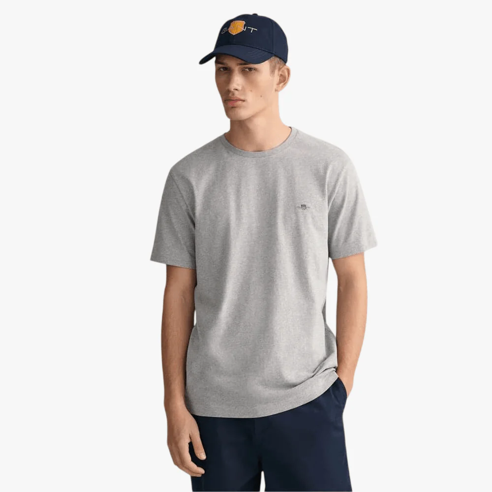 Gant Mens Regular Shield Short Sleeve Tee Grey Mel