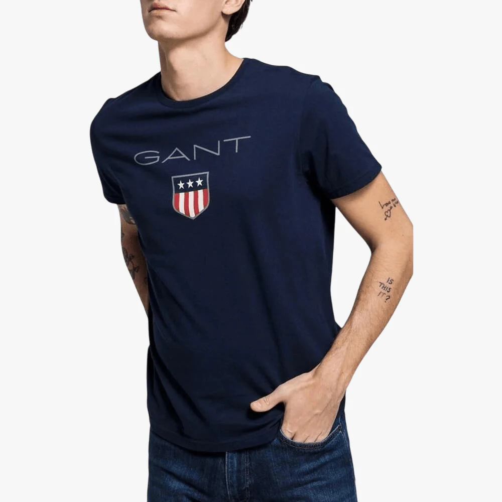 Gant Mens Shield Short Sleeve Tee Navy