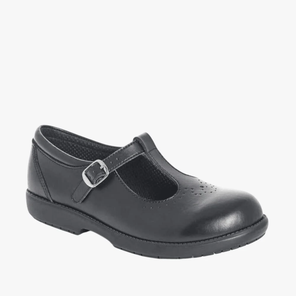 Green Cross Girls T Bar Older Girls School Shoe Black