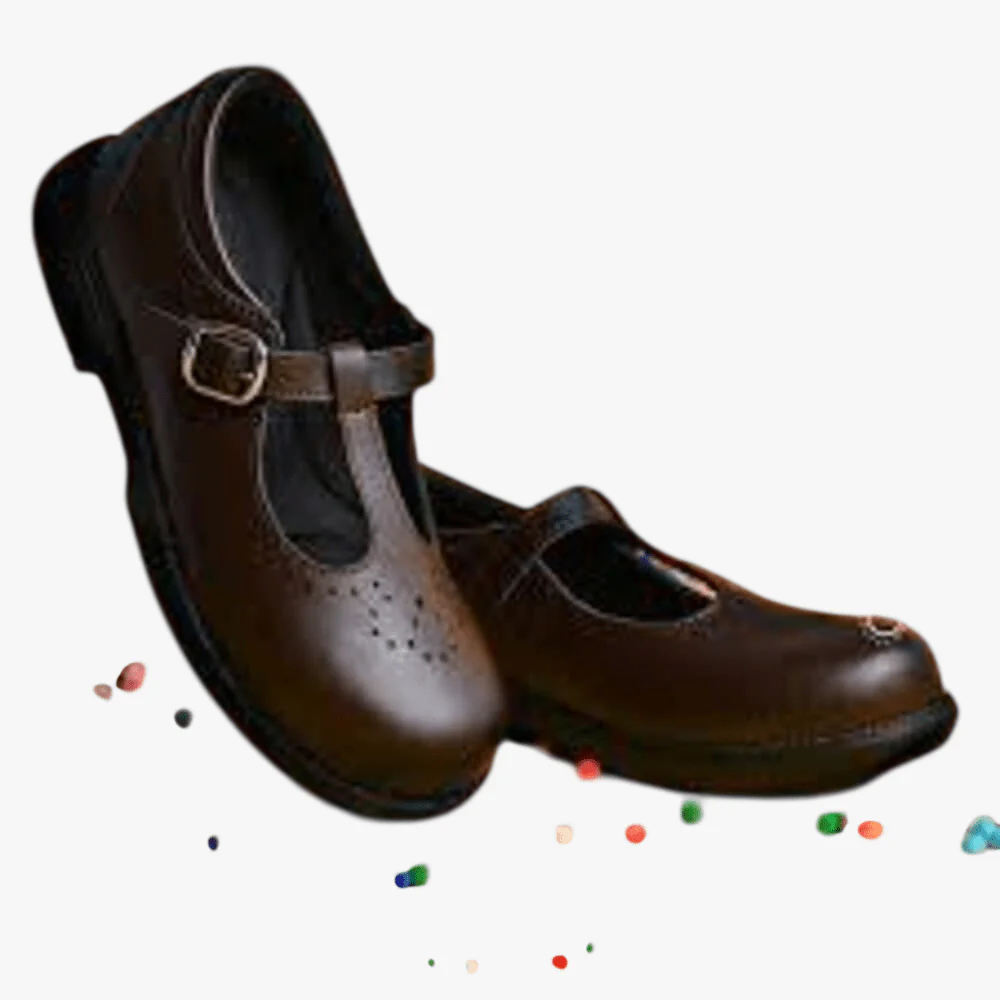 Green Cross Girls T Bar Older Girls School Shoe Brown