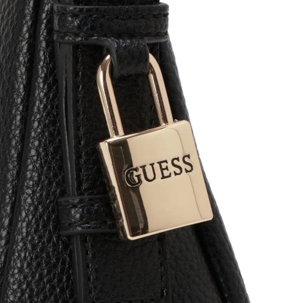 Guess Alisha Shoulder Handbag Black Bronze Zip Detail - Image 8