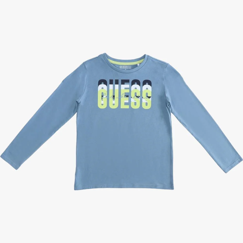 Guess Boys Long Sleeve Tee Med Blue