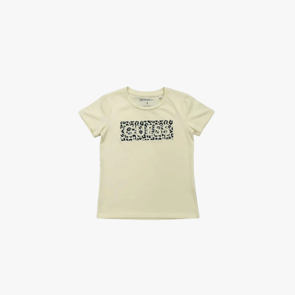 Guess Girls Leopard Short Sleeve Tee Yellow