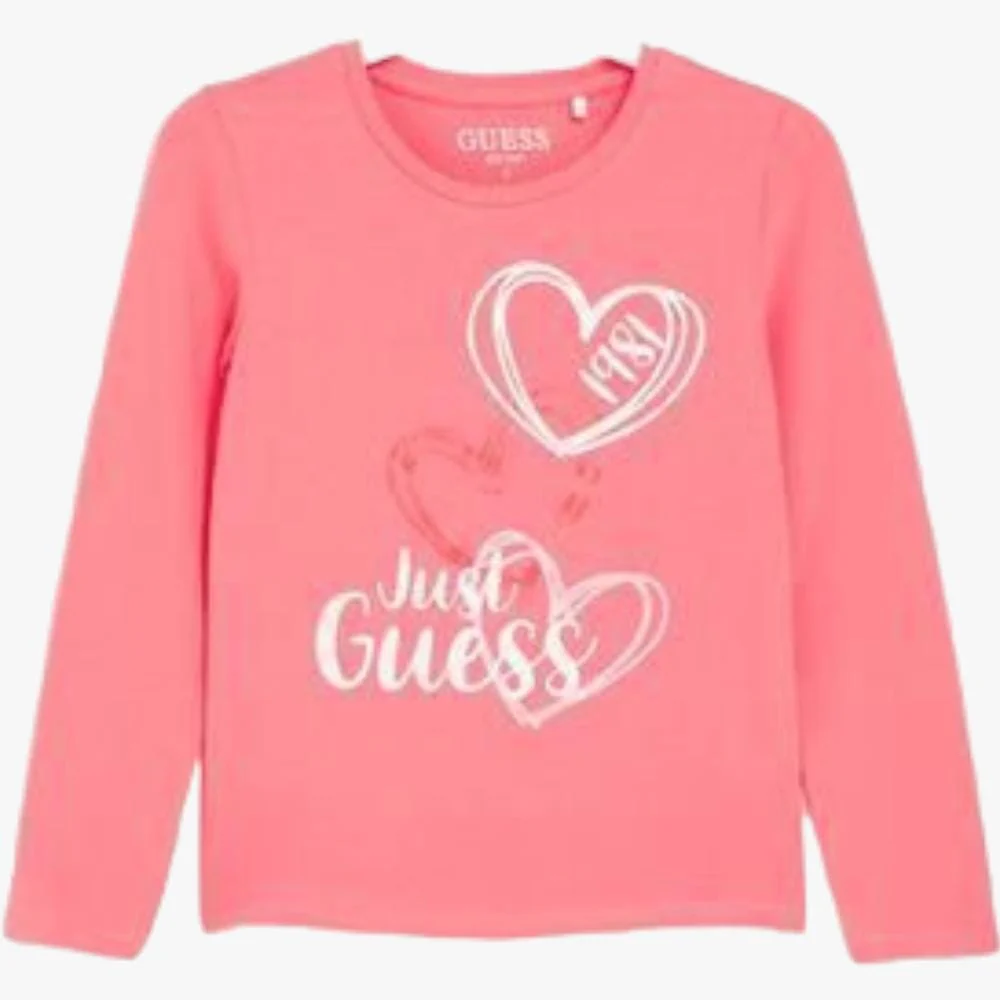 Guess Girls Long Sleeve Tee Med Pink
