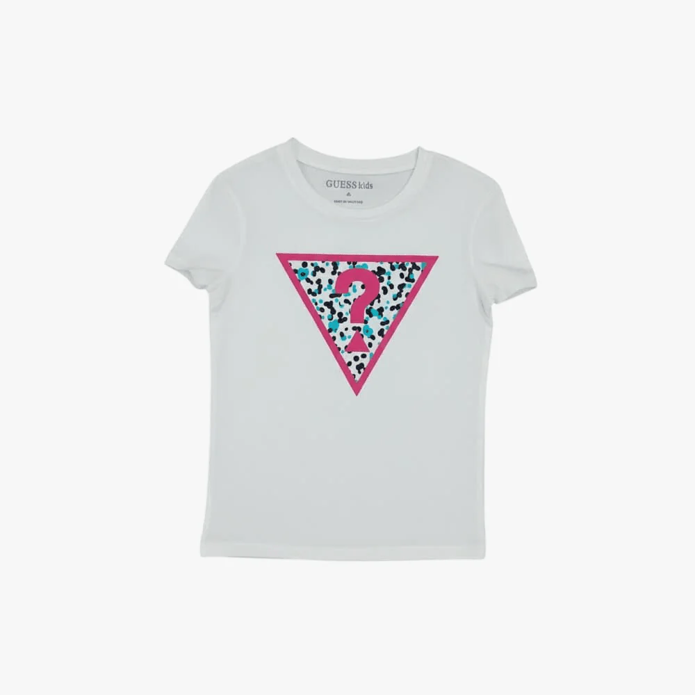 Guess Girls Tri Heart Tee White