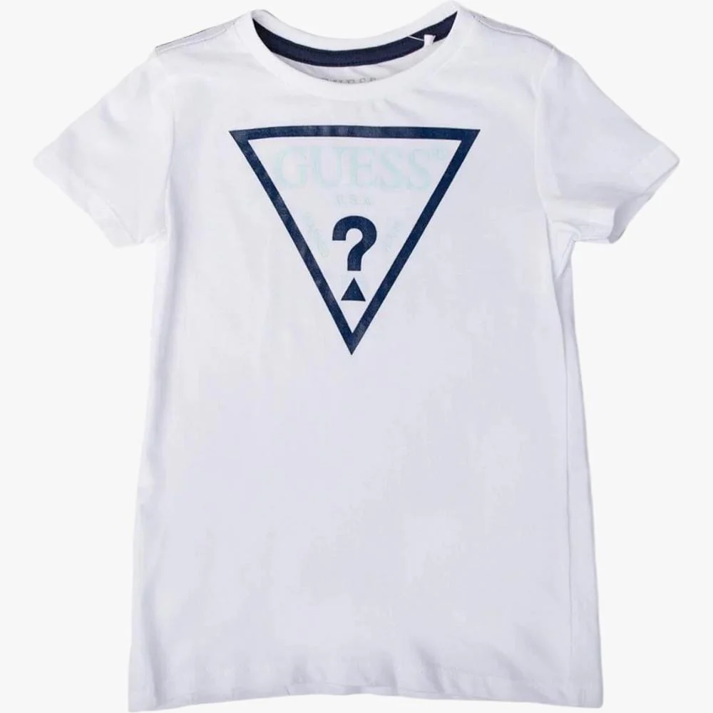 Guess Kids Core Triangle Short Sleeve Tee White Navy