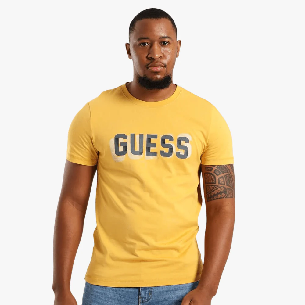 Guess Mens Cn Short Sleeve Tee Yellow