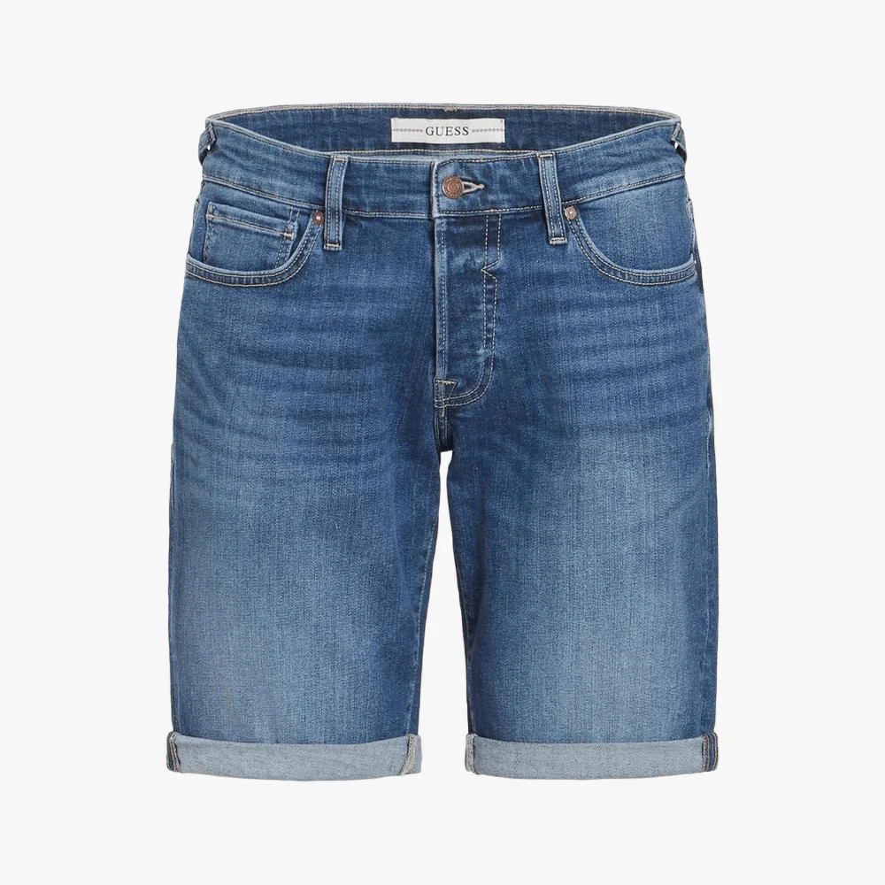 Guess Mens Denim Shorts Mid Wash