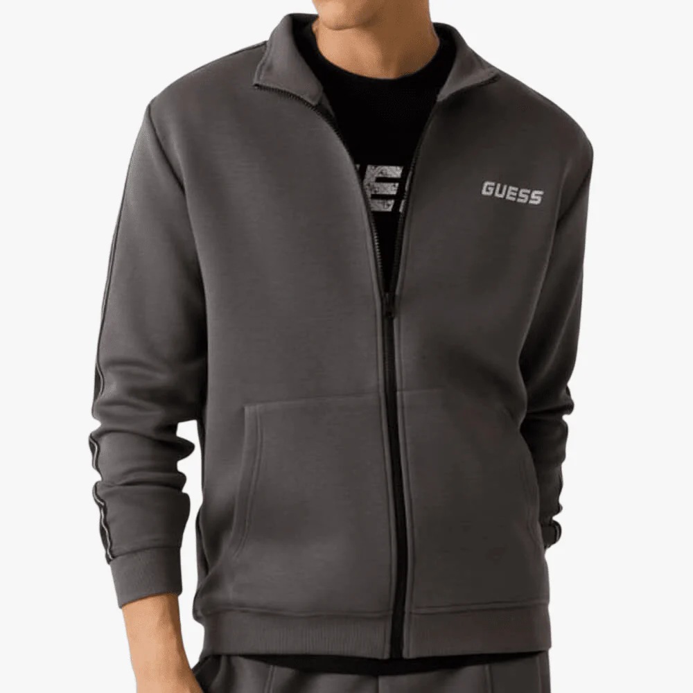 Guess Mens Mickey Full Zip Sweatshirt Grey