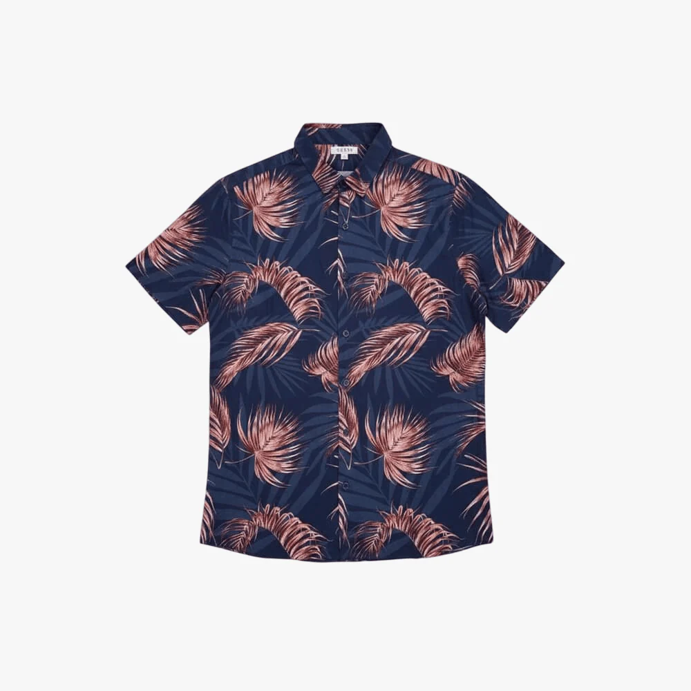 Guess Mens Short Sleeve Shirt Dark Blue