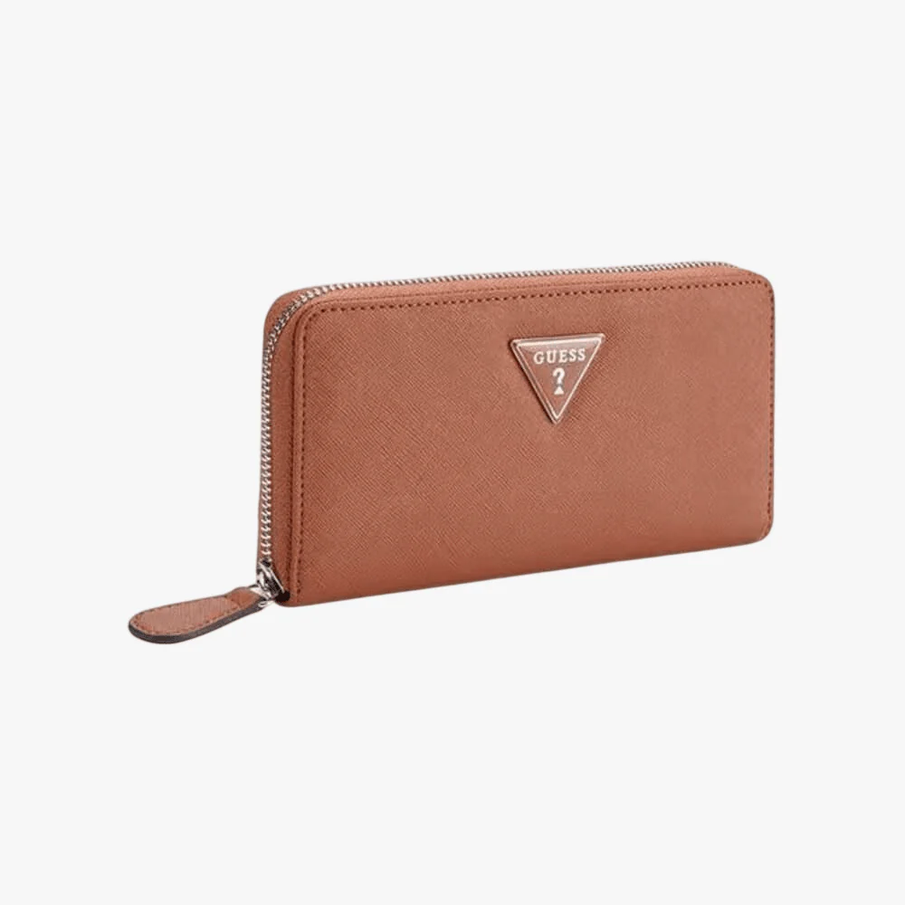 Guess Viviette Slg Med Zip Around Purse Cognac