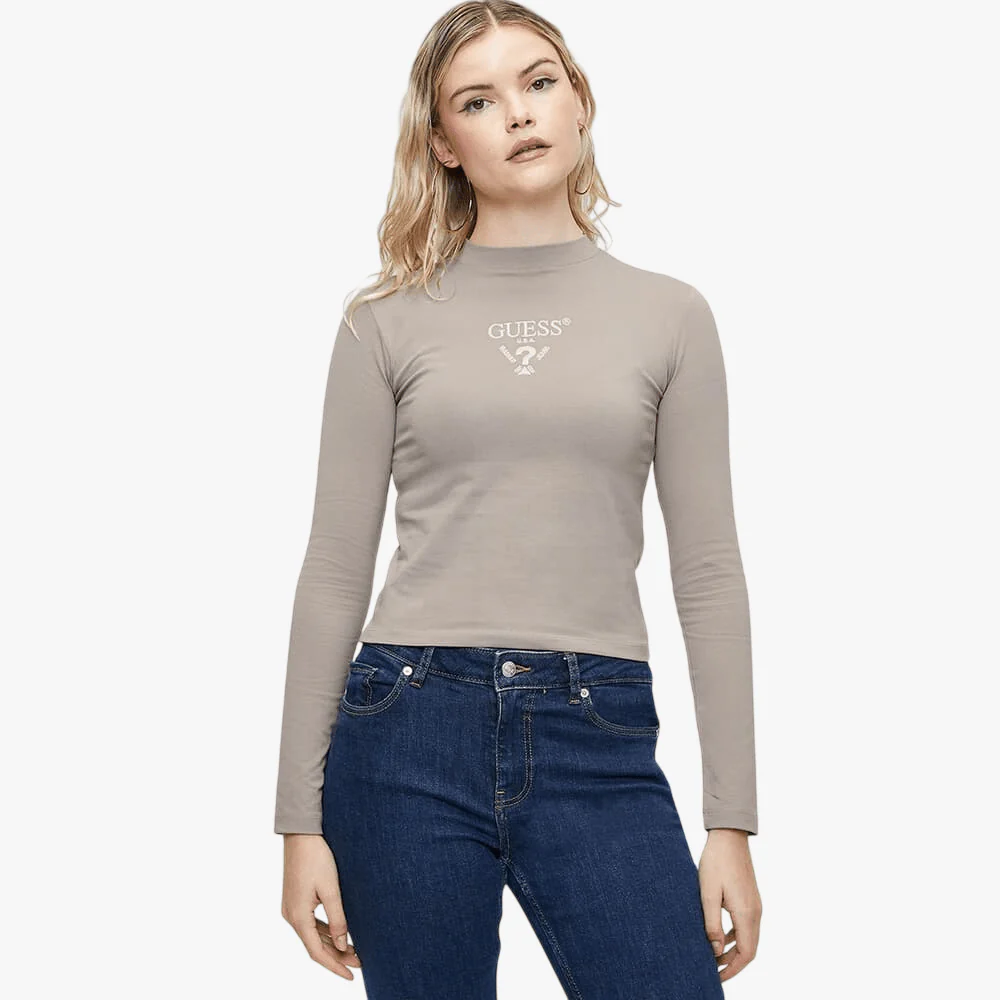 Guess Womens Colette Long Sleeve Tee Stone