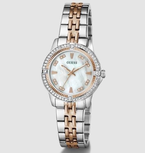 Guess Womens Hartly 2 Tone Silver Rose Gold Watch