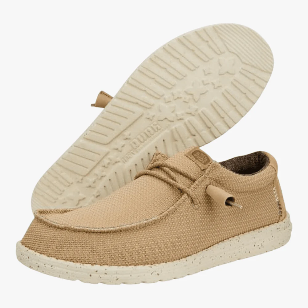 Hey Dude Mens Wally Sport Mesh Tan White
