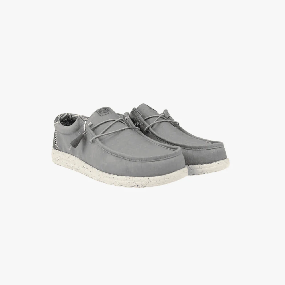 Hey Dude Mens Wally Stretch Canvas 1Xa Flannel Grey Bone