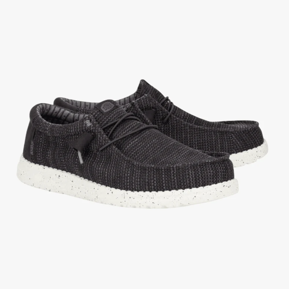 Hey Dude Mens Wally Stretch Mesh Black White