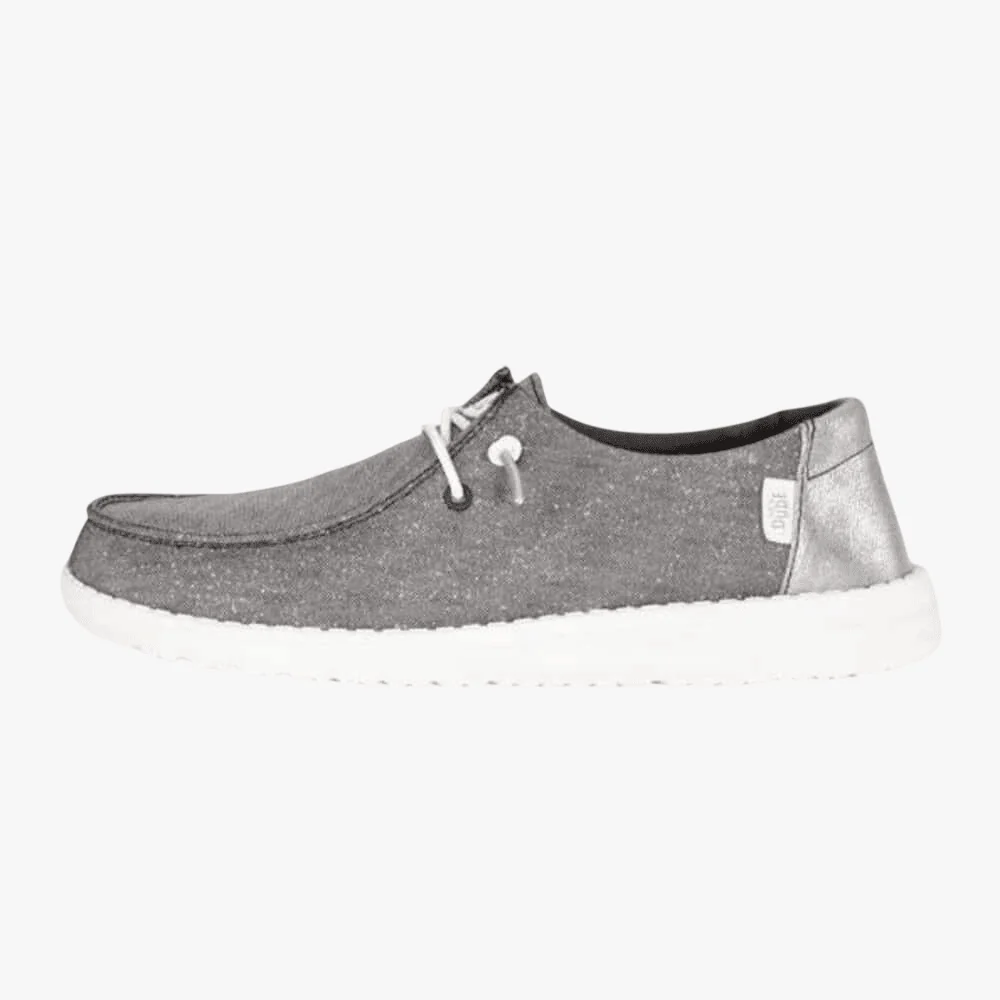 Hey Dude Womens Wendy Metallic Sparkle Charcoal
