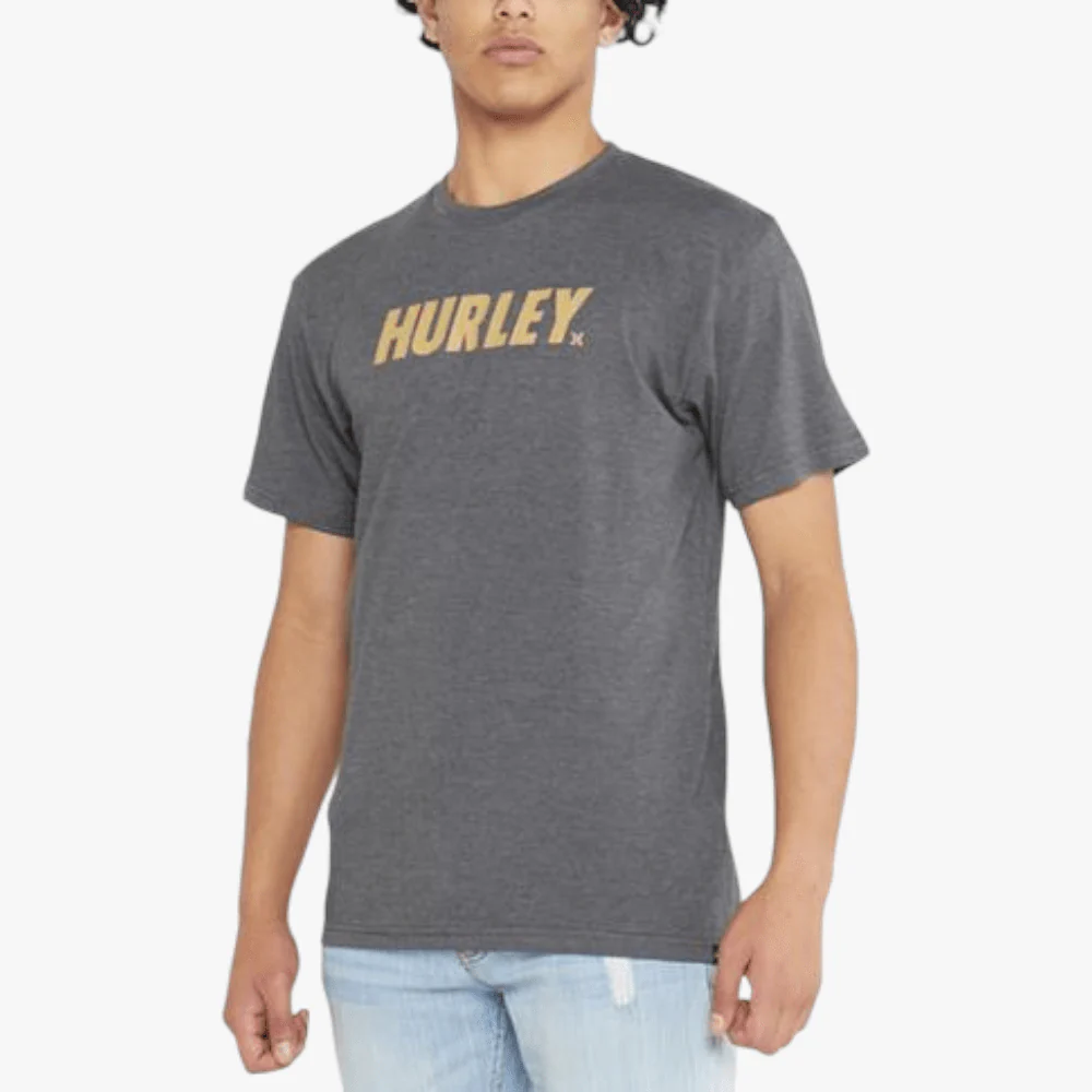 Hurley Mens Fastlane Classic Short Sleeve Tee Heather Black Sand