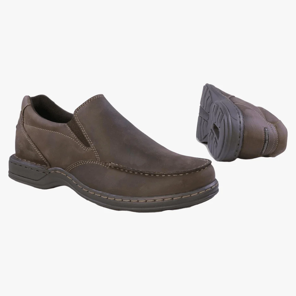 Hush Puppies Benji Crazy Horse Leather Slip On Shoe Brown