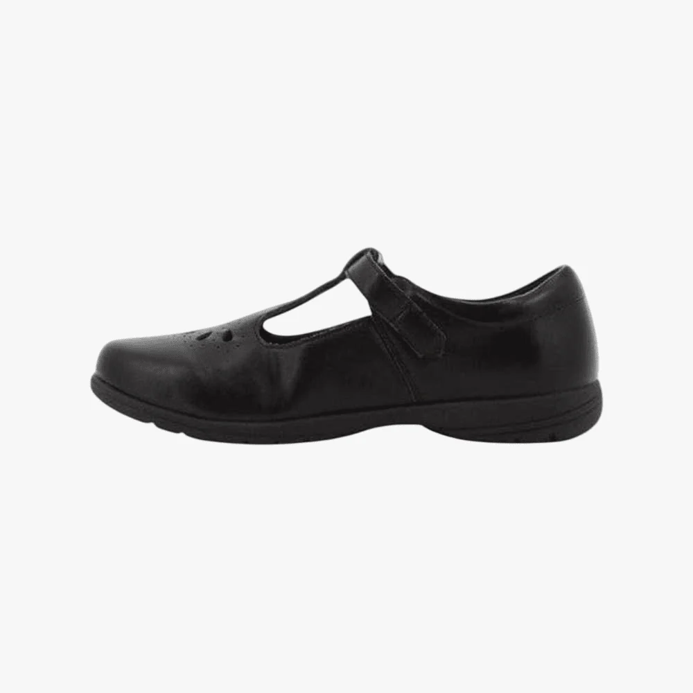 Hush Puppies Girls Youth School Crown T Strap Black Action Leather Shoe - Image 3