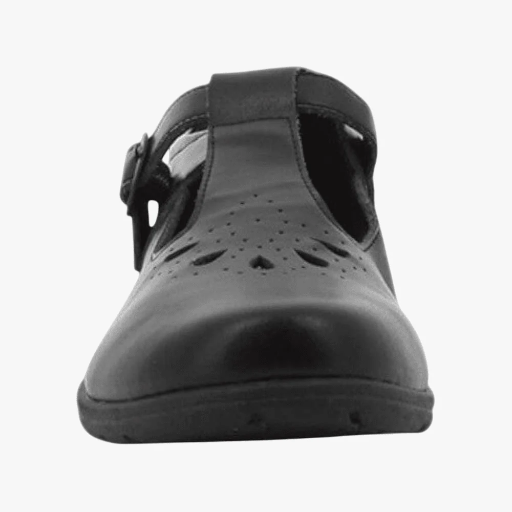Hush Puppies Girls Youth School Crown T Strap Black Action Leather Shoe - Image 5