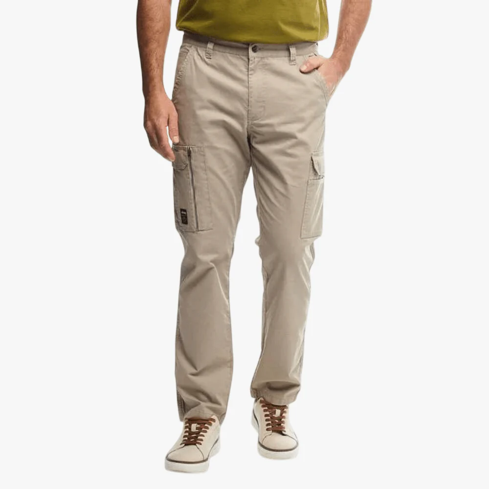 Jeep Mens Bolt Fixed Waist Twill Cargo Pants Khaki