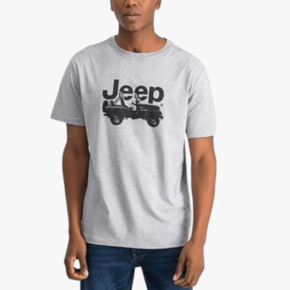 Jeep Mens Car Icon Short Sleeve Tee Grey