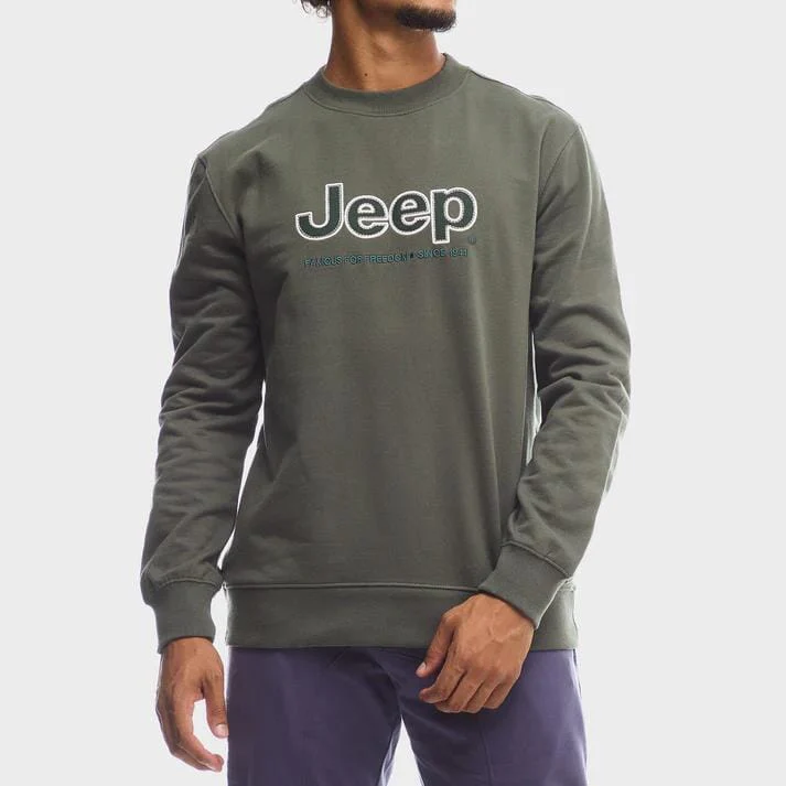 Jeep Mens Core Applique Crew Sweater Green