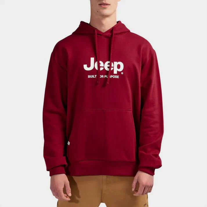Jeep Mens Core Fleece Po Hoodie Red