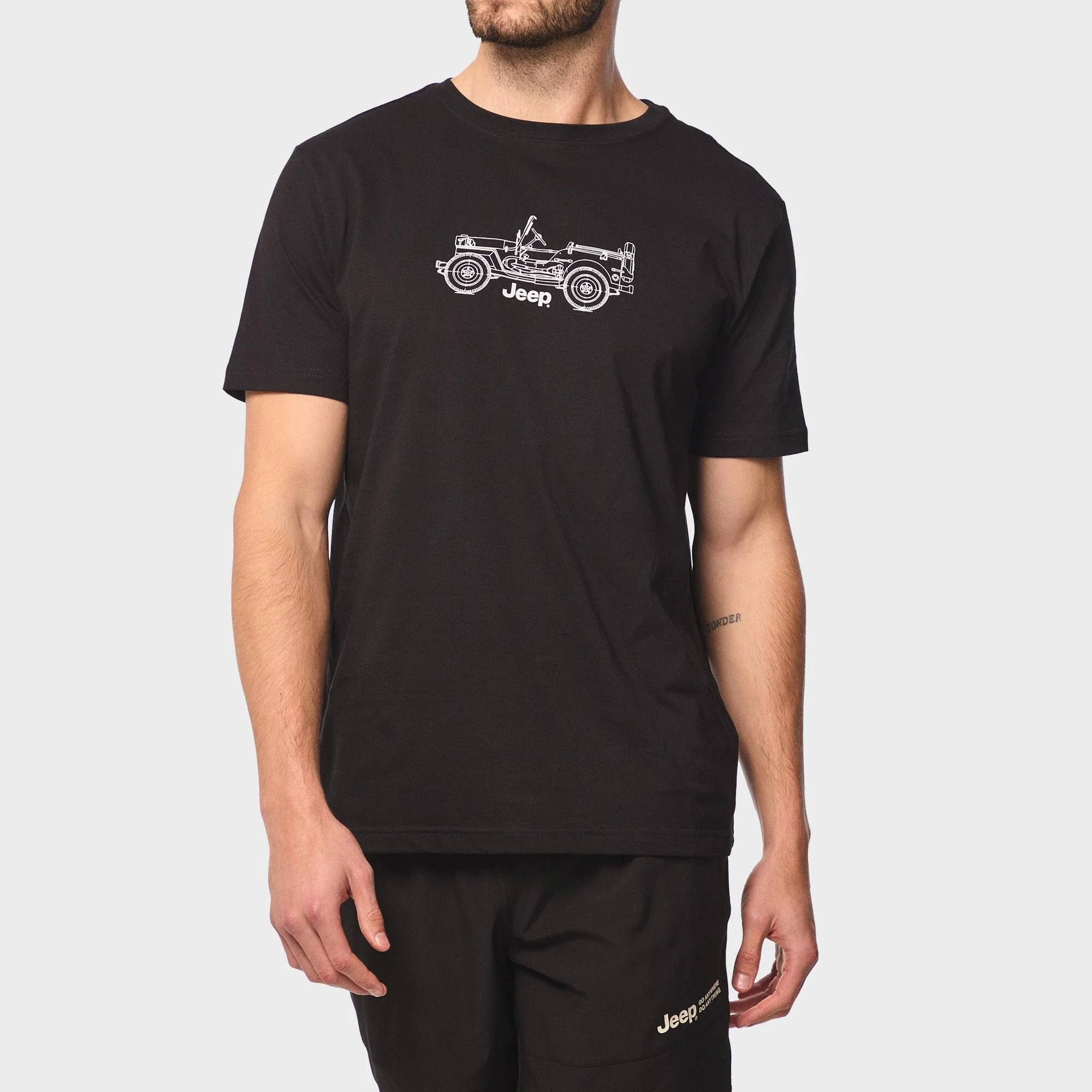 Jeep Mens Core Logo Car Short Sleeve Tee Black