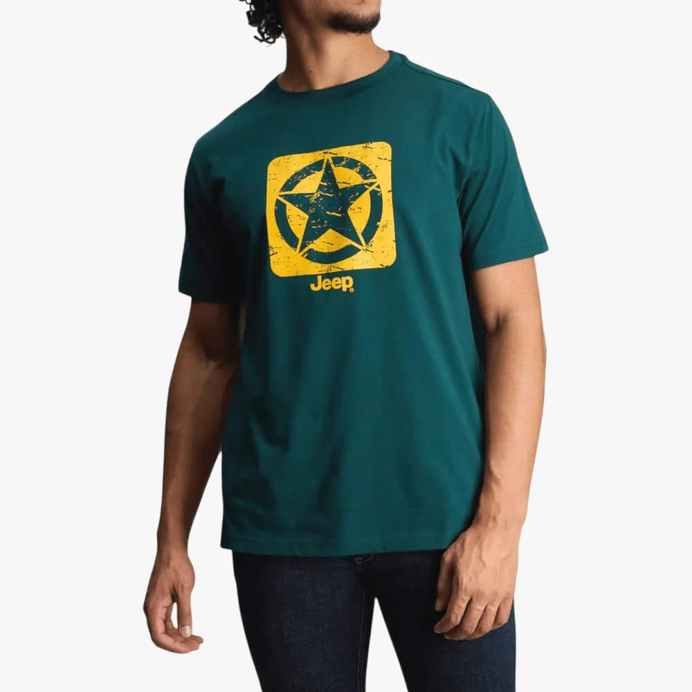 Jeep Mens Core Logo Star Tee Green