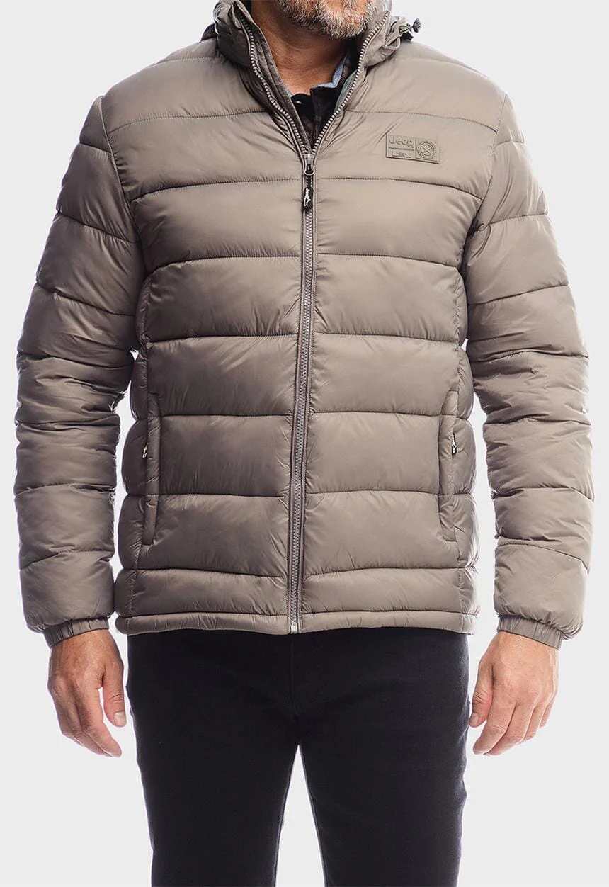 Jeep Mens Core Puffer Jacket Brown