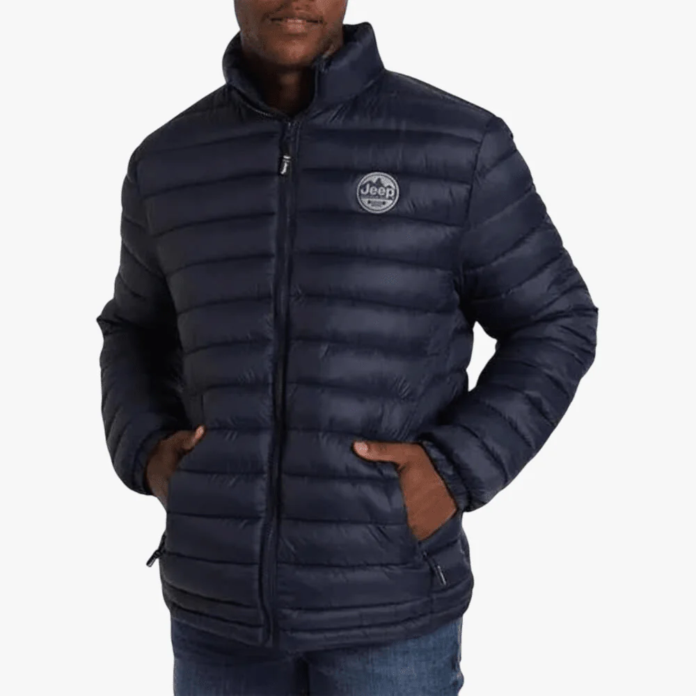 Jeep Mens Core Puffer Long Sleeve Jacket Navy