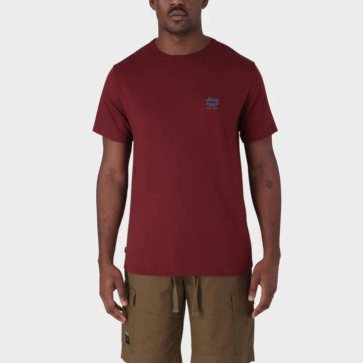 Jeep Mens Essential Graphic Short Sleeve Tee Burgandy