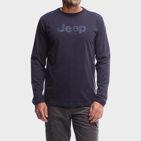 Jeep Mens Fashion Graphic Long Sleeve Tee Navy