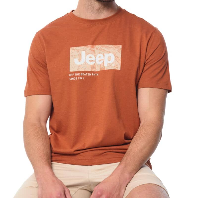 Jeep Mens Fashion Graphic Short Sleeve Tee Orange - Image 2