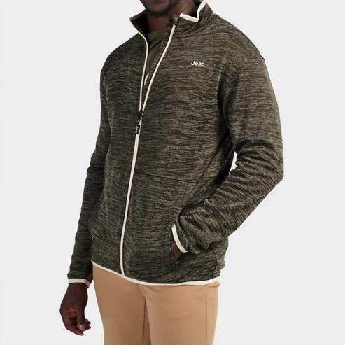 Jeep Mens Fleece Zip Through Mid Layer Hoody Murky Green