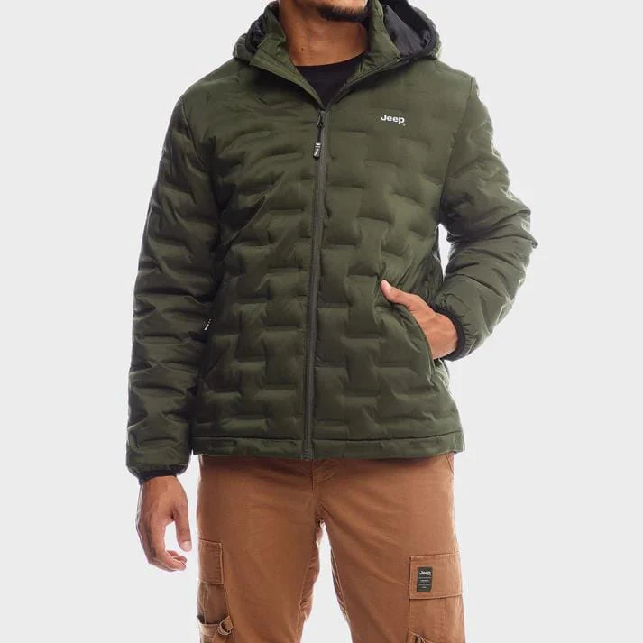 Jeep Mens Hero Puffer Jacket Olive