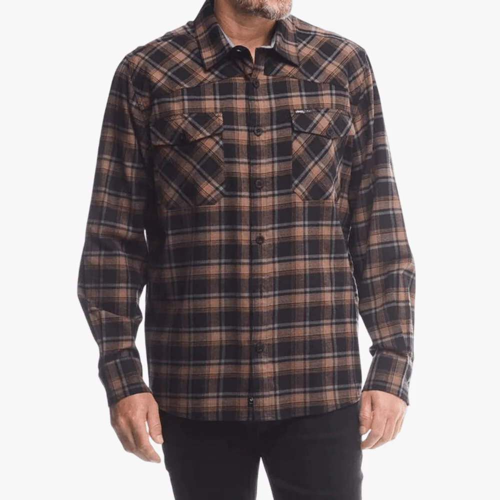 Jeep Mens Light Weight Flannel Shirt Brown