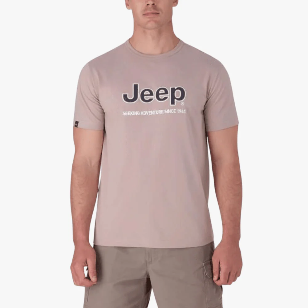 Jeep Mens Logo Applique Short Sleeve Tee Pink