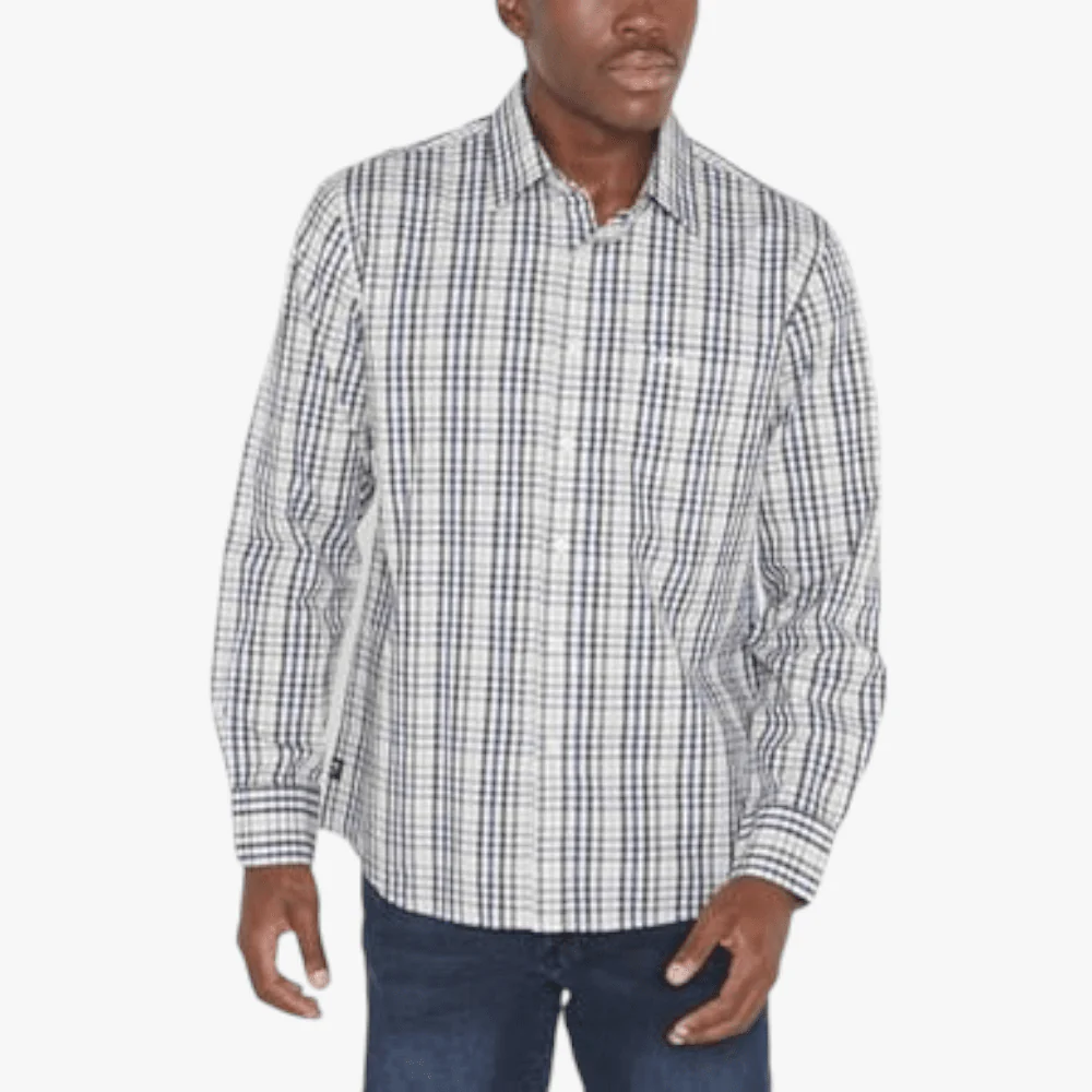 Jeep Mens Long Sleeve Check Shirt Khaki