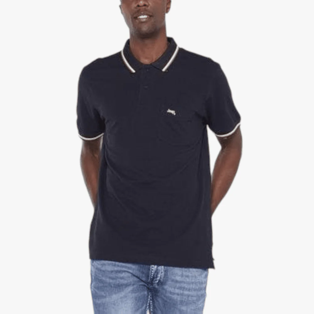 Jeep Mens Pique Plain Short Sleeve Golfer Dark Springs