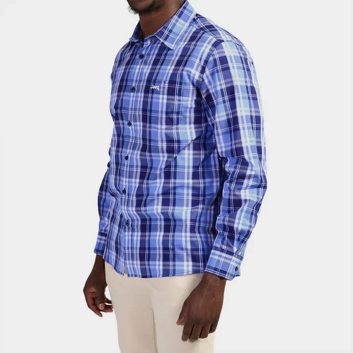 Jeep Mens Yd Long Sleeve Shirt Sky Blue Navy
