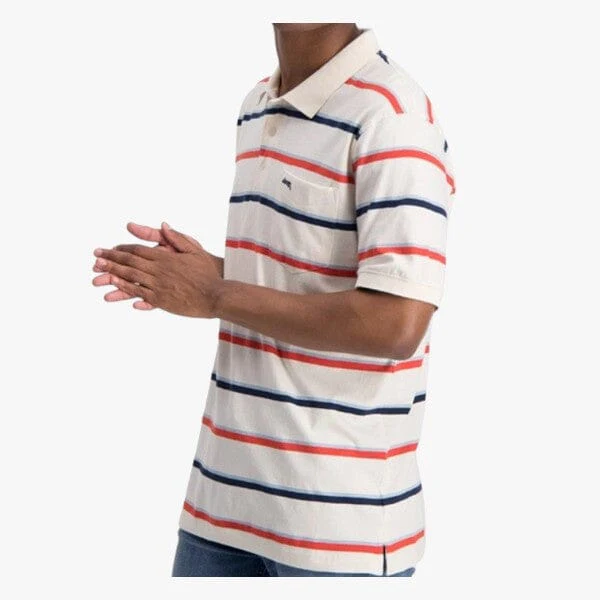 Jeep Mens Yd Multi Strip Short Sleeve Golfer Off White Oxyfire - Image 3