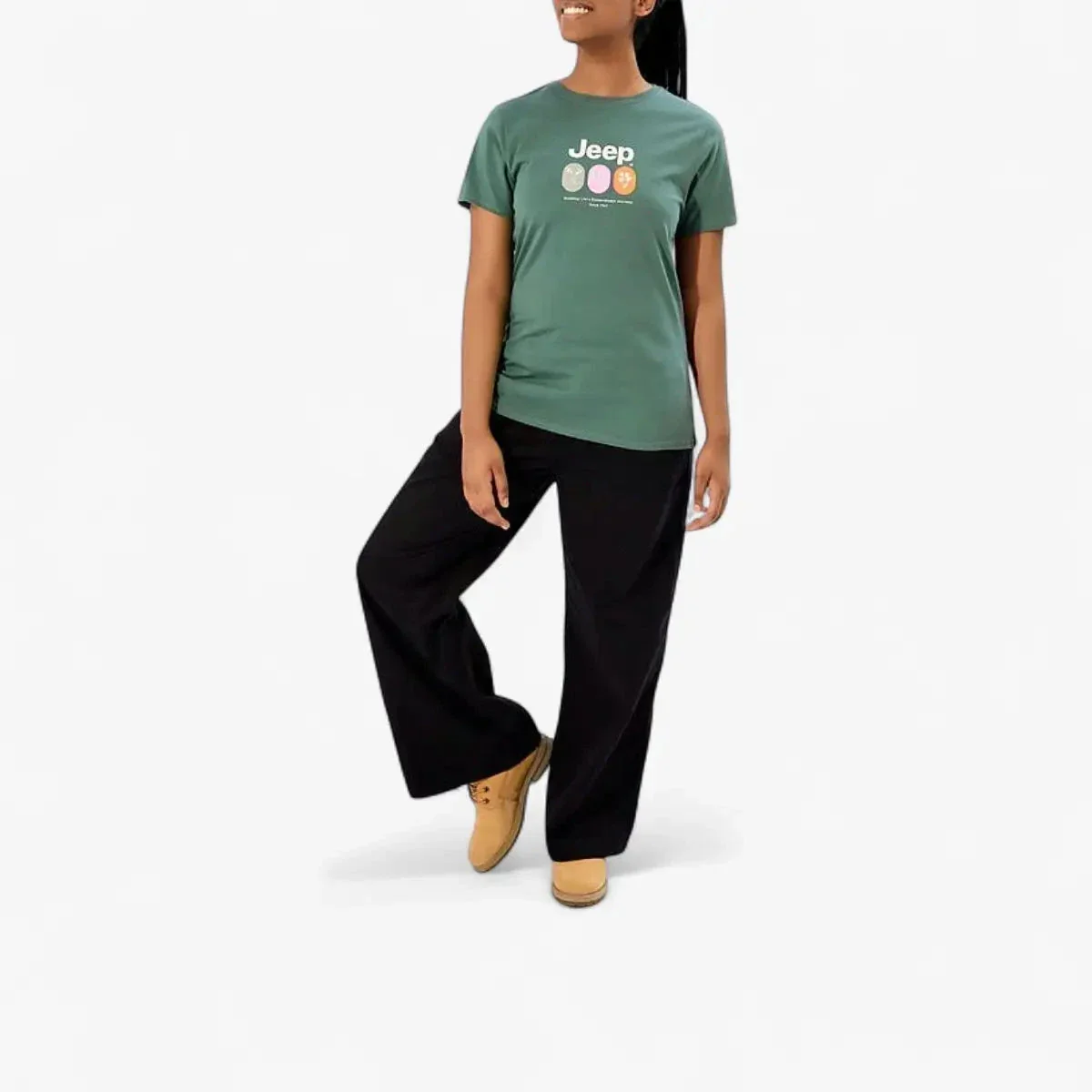 Jeep Womens Flower Graphic Tee Sage Leaf - Image 4