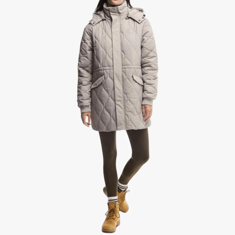 Jeep Womens Longer Length Puffer  Jacket Khaki